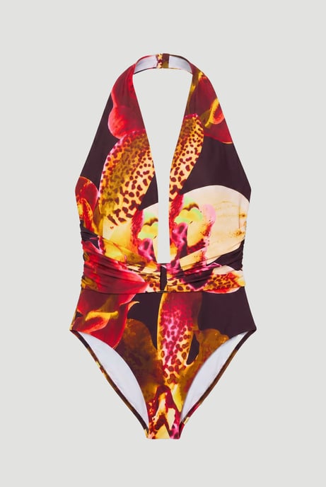 Orchid Print Plunge Swimsuit - Image 5