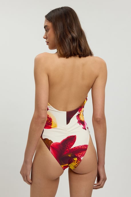 Orchid Print Plunge Swimsuit - Image 3