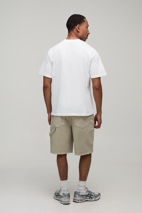 Ripped Carpenter Paint Splatter Relaxed Fit Denim Shorts - Image 2