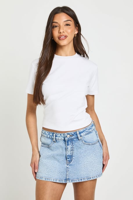Embellished Denim Skort - Image 1