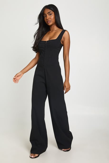 Corset Detail Wide Leg Jumpsuit - Image 3