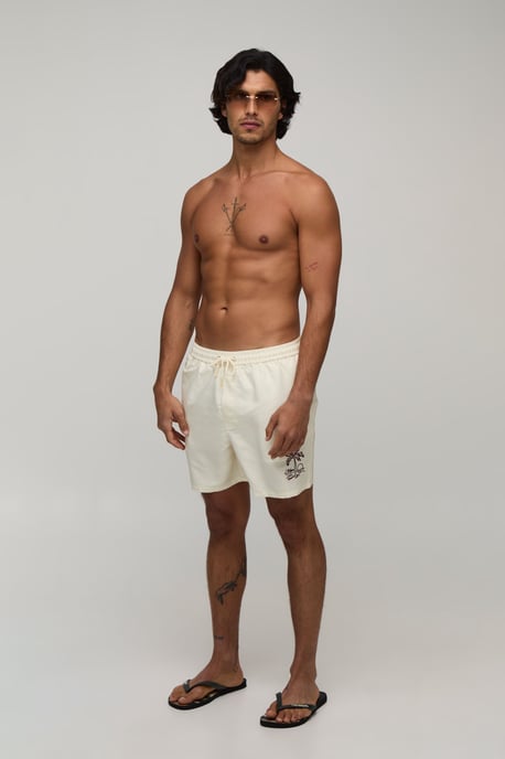 Palm Embroidered Mid Length Swim Short - Image 4