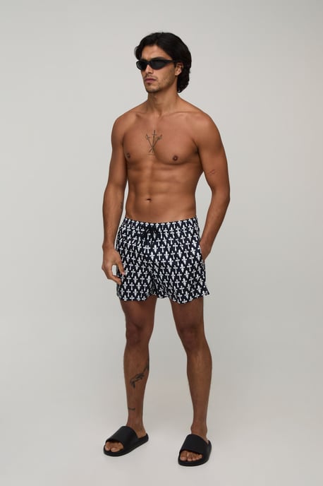 Cross Printed Short Length Swim Short - Image 4