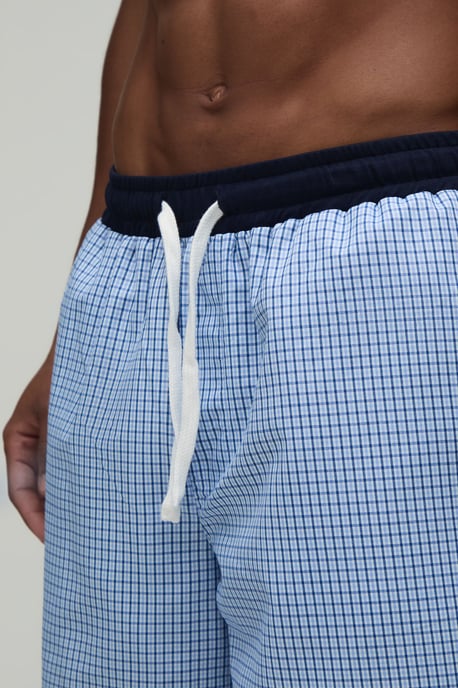 Straight Fit Micro Check Lounge Bottoms with Contrast Waistband - Image 3