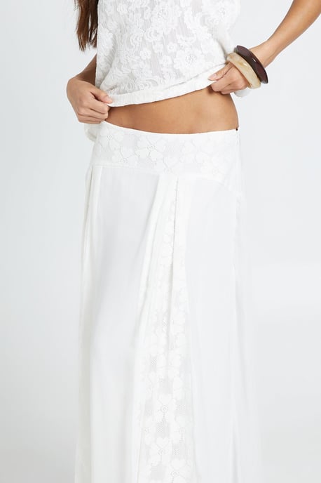 Emboridered Lace Godet Maxi Skirt - Image 4