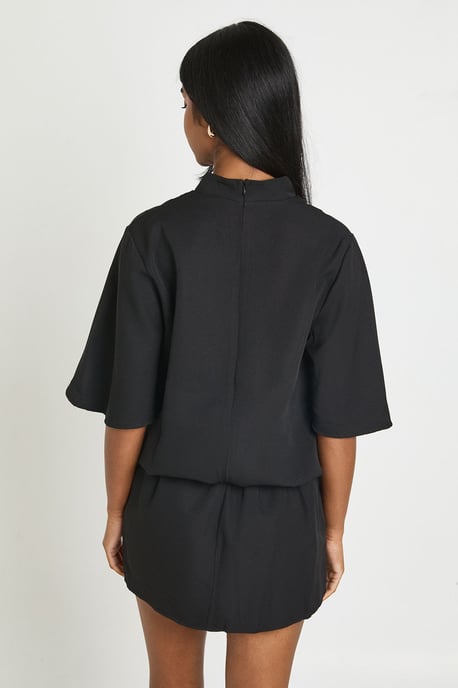 High Neck Shoulder Pad Boxy Playsuit - Image 2