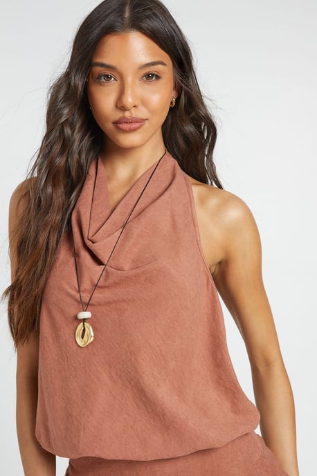Textured Halterneck Ruffle Detail Playsuit - Image 4