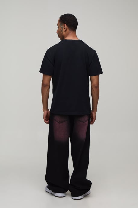 Pink Tinted Rip & Repair Baggy Fit Jeans - Image 2