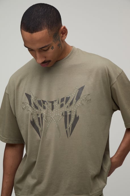 Oversized Boxy Studded T-Shirt & Relaxed Short Set - Image 3