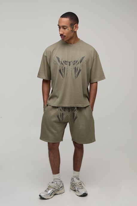 Oversized Boxy Studded T-Shirt & Relaxed Short Set - Image 4