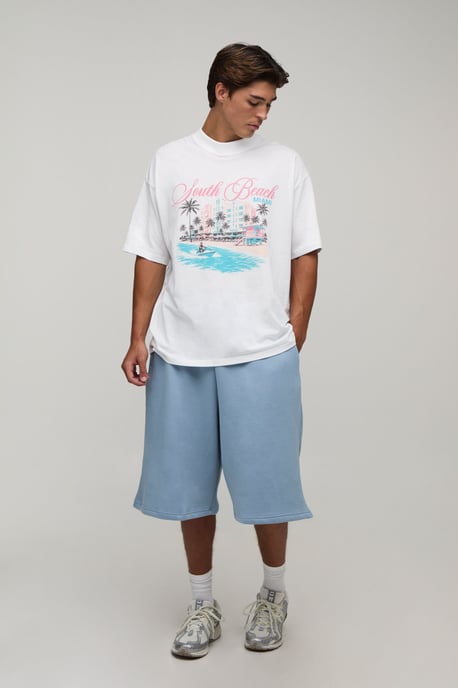 White Oversized Miami Print T-Shirt - Image 4