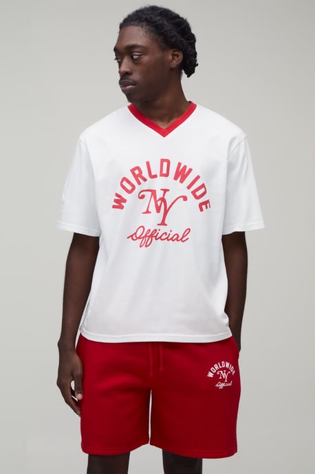 Regular Fit Worldwide Printed T-Shirt & Short Set - Image 1