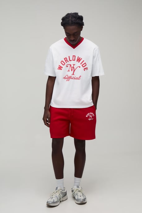 Regular Fit Worldwide Printed T-Shirt & Short Set - Image 4
