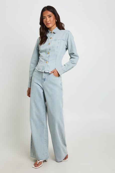 Gold Button Wide Leg Jean - Image 3