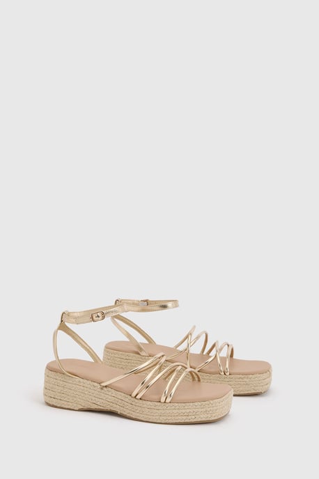 Metallic Strappy Flatform Wedges - Image 3