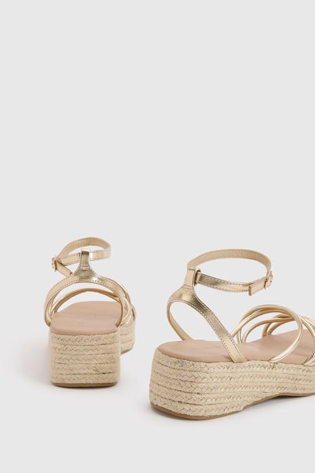 Metallic Strappy Flatform Wedges - Image 4