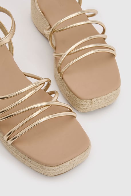 Metallic Strappy Flatform Wedges - Image 5
