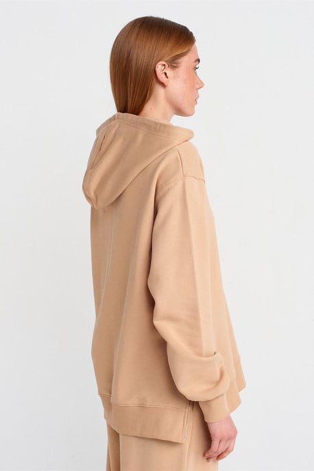 Oversized Cotton Zip-Front Hooded Sweatshirt - Image 2