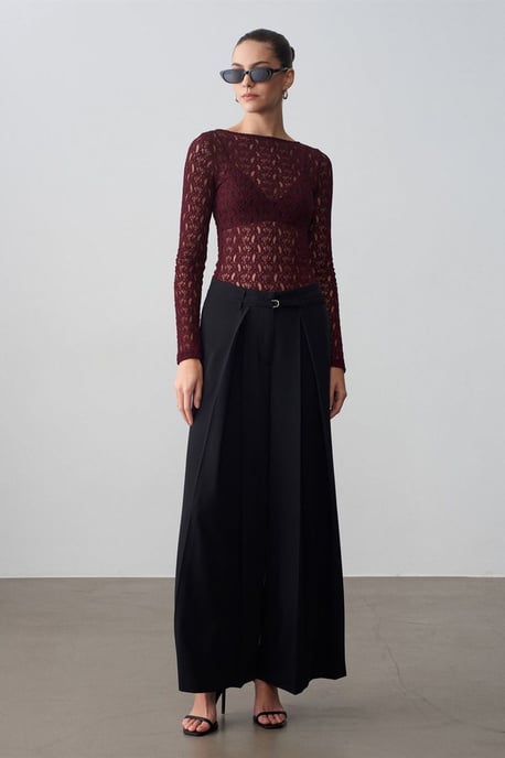 Slim Fit Kanten Bootsvorm Blouse - Image 4