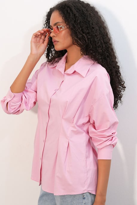 Getailleerde Poplin Shirt Met Knopen Voorzijde - Image 3