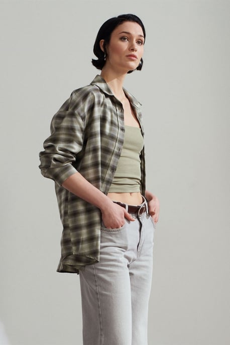 Overmaatse Geruite Langemouwen Shirt - Image 1