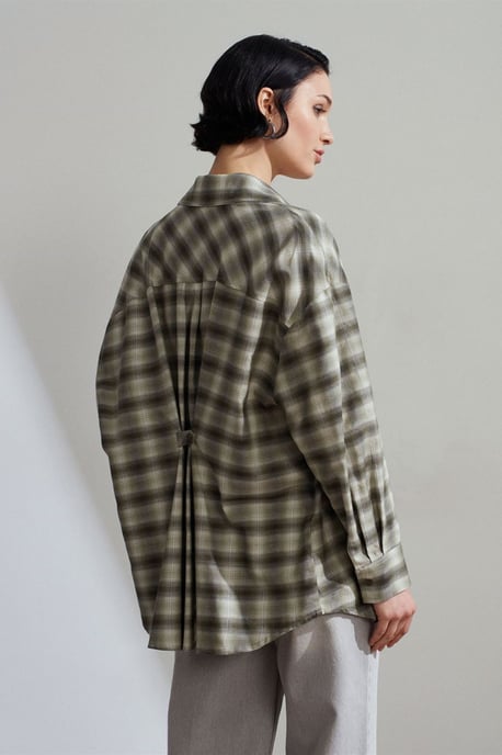 Overmaatse Geruite Langemouwen Shirt - Image 2