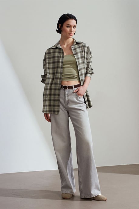 Overmaatse Geruite Langemouwen Shirt - Image 4