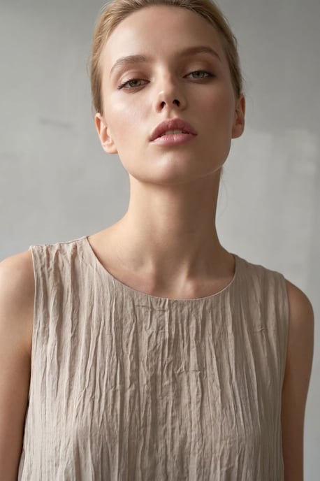 Loose Mini Dress in Textured Lyocell - Image 4