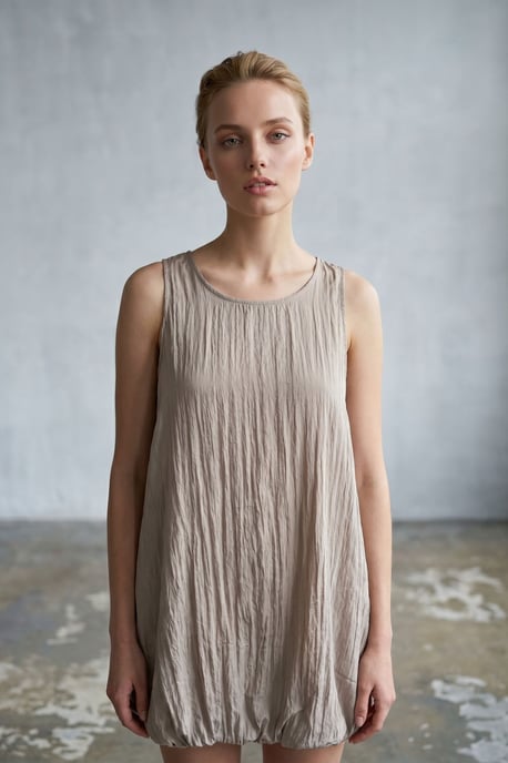 Loose Mini Dress in Textured Lyocell - Image 5