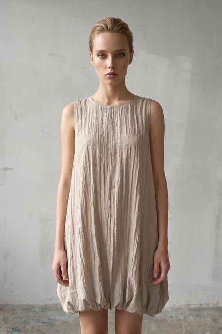 Loose Mini Dress in Textured Lyocell - Image 6