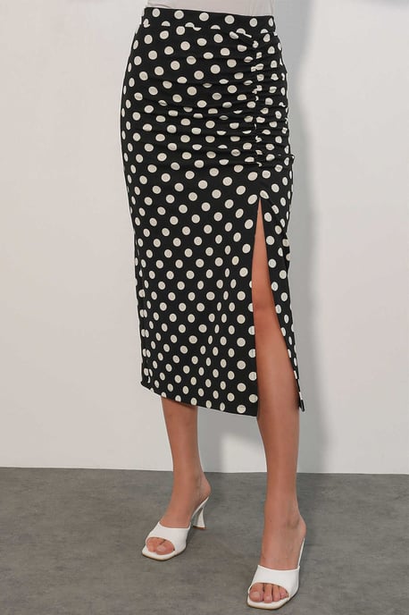 High Waist Polka Dot Midi Skirt - Image 2
