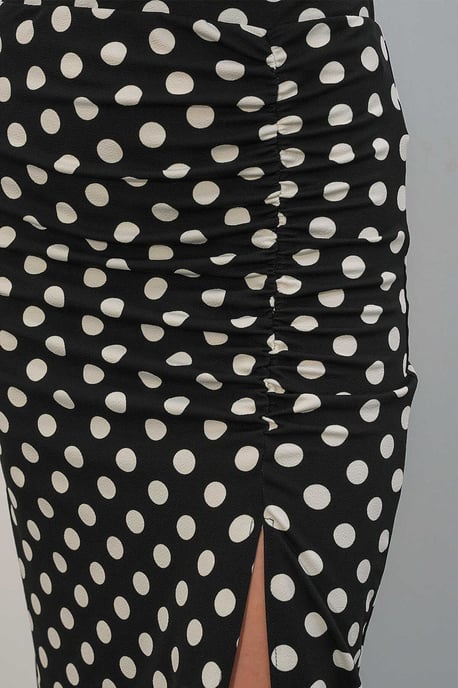 High Waist Polka Dot Midi Skirt - Image 4