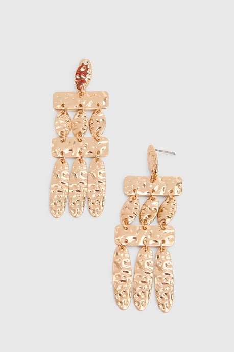 Statement Hammered Chandelier Earrings - Image 3
