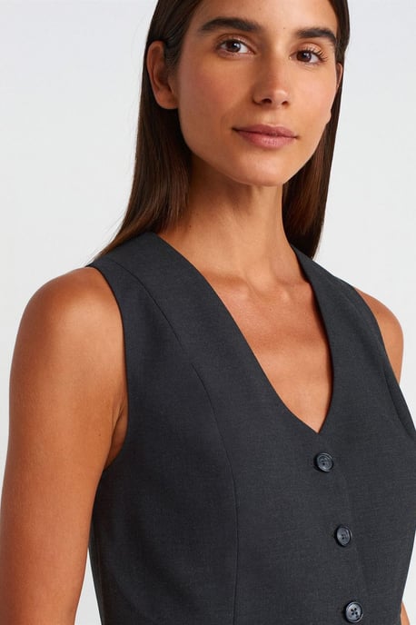 Crop Crepe Waistcoat With Button Closure - Image 4