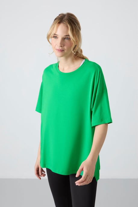 Oversized Cotton-Modal Crew Neck T-Shirt - Image 2