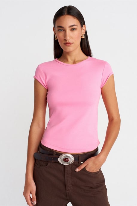 Dames Slim Fit Katoenen Rondhals T-Shirt - Image 1