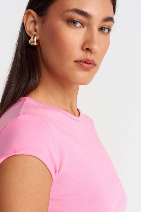 Dames Slim Fit Katoenen Rondhals T-Shirt - Image 3