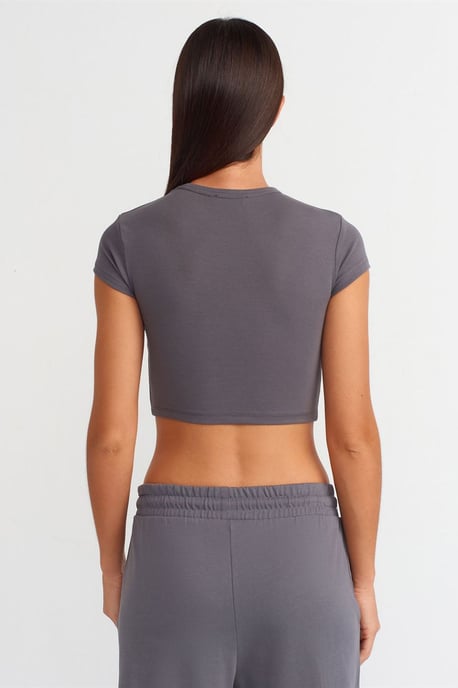 Women's Crop Slim-Fit Crew Neck T-Shirt - Image 2