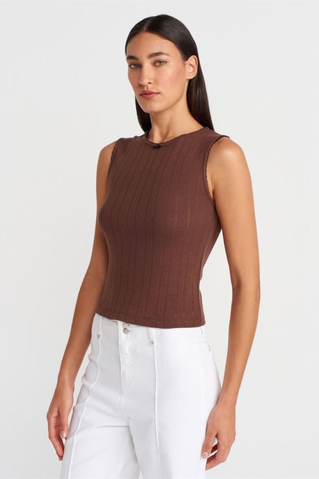 Women's Sleeveless Ribbed Cotton Vest - Image 3