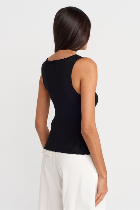 Sleeveless Ribbed Button Cardigan - Image 2