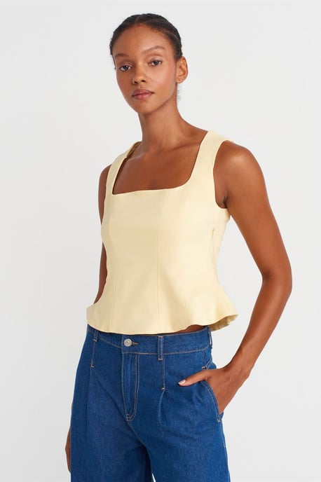 Strakke Mouwloze Blouse met Vierkante Dekolté - Image 1