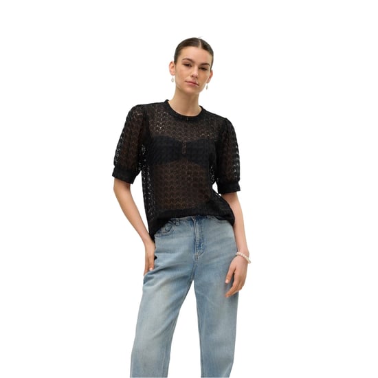 Vero Moda Damesblouse met ronde hals en een ruime pasvorm (Zwart) - Image 5
