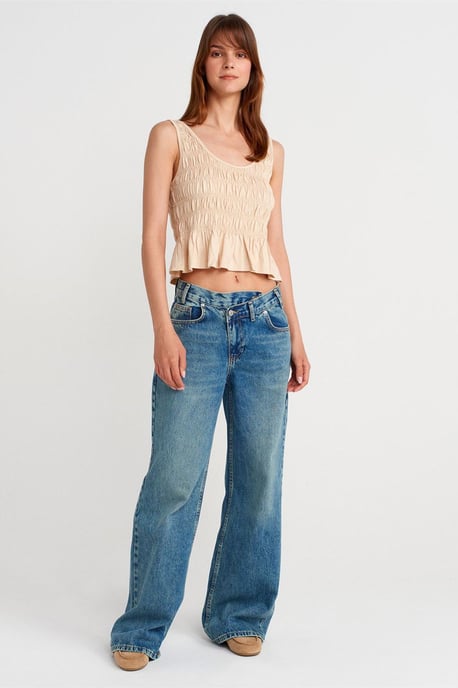 Textured Cotton-modal Crop Cami Blouse - Image 4