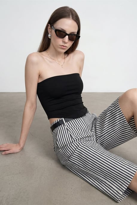Dames Strapless Crop Bandeau Top - Image 1