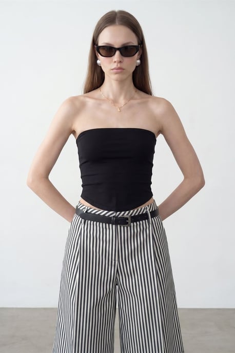 Dames Strapless Crop Bandeau Top - Image 3
