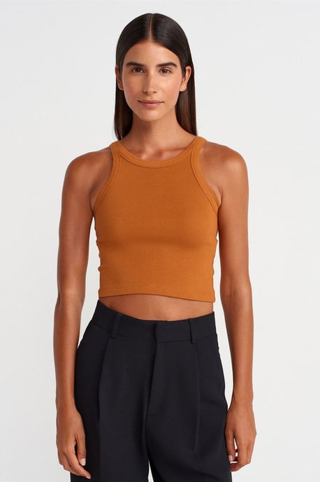 Ribbed Cotton-blend Sleeveless Crop Top - Image 1