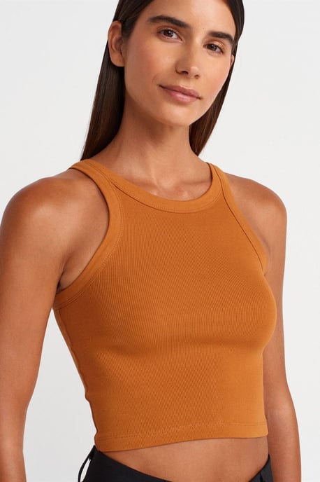 Ribbed Cotton-blend Sleeveless Crop Top - Image 3