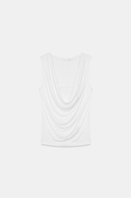 Sleeveless Cowl Neck Jersey Blouse - Image 5