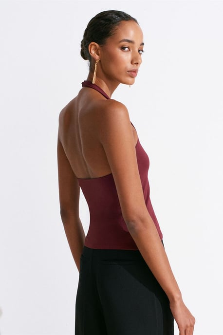Women's Slim Fit Halter Neck Cut-Out Top - Image 2