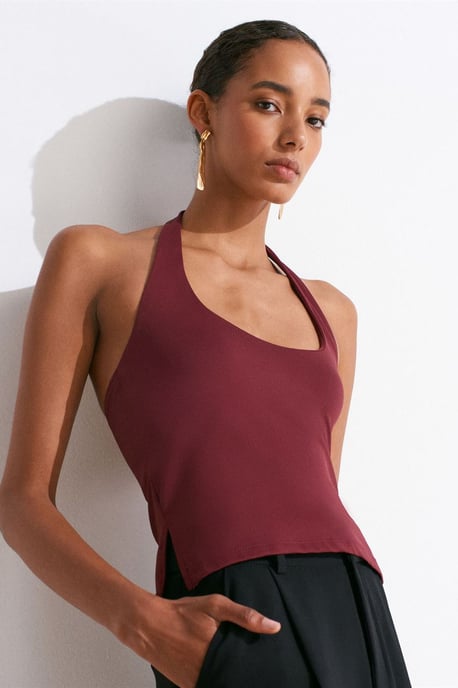 Women's Slim Fit Halter Neck Cut-Out Top - Image 3